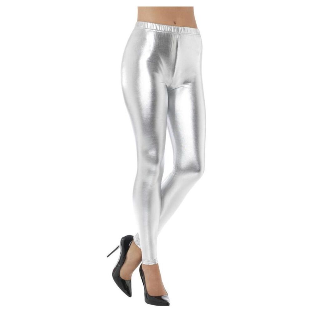 Smiffys Womens/Ladies 80s Disco Metallic Leggings / Silver
